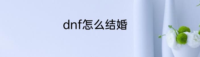 dnf怎么结婚