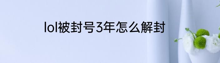lol被封号3年怎么解封