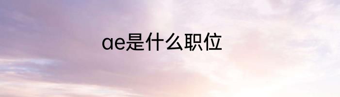 ae是什么职位