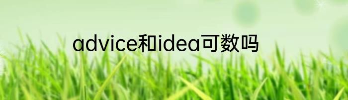 advice和idea可数吗