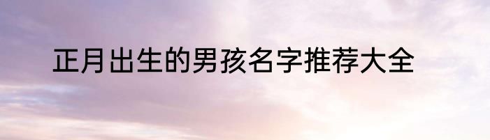 正月出生的男孩名字推荐大全