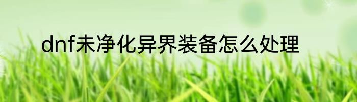 dnf未净化异界装备怎么处理