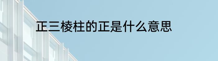 正三棱柱的正是什么意思
