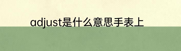 adjust是什么意思手表上