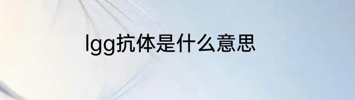 lgg抗体是什么意思