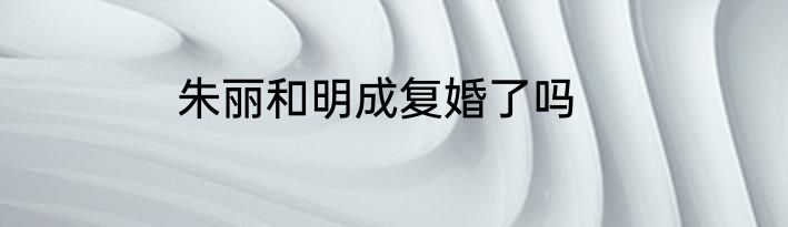 朱丽和明成复婚了吗
