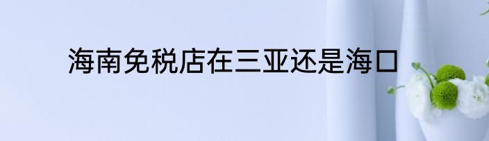 海南免税店在三亚还是海口