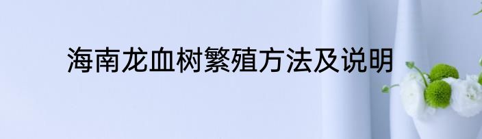 海南龙血树繁殖方法及说明