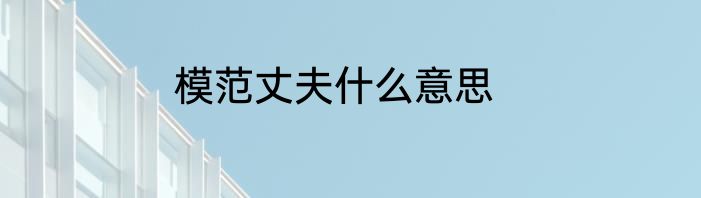 模范丈夫什么意思