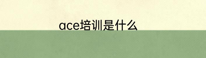 ace培训是什么