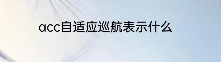 acc自适应巡航表示什么