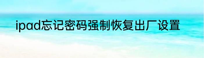 ipad忘记密码强制恢复出厂设置
