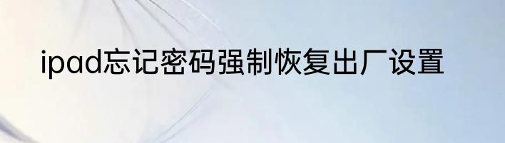 ipad忘记密码强制恢复出厂设置