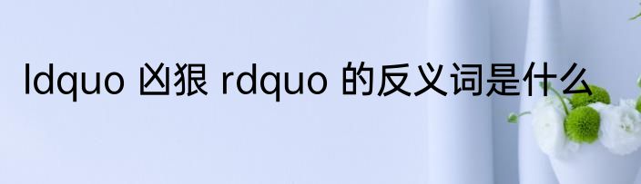 ldquo 凶狠 rdquo 的反义词是什么