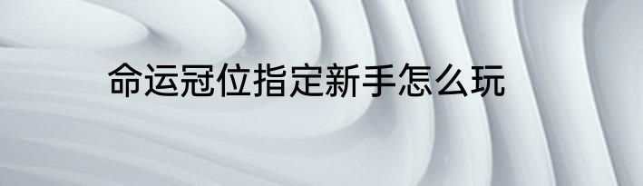 命运冠位指定新手怎么玩