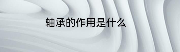 轴承的作用是什么