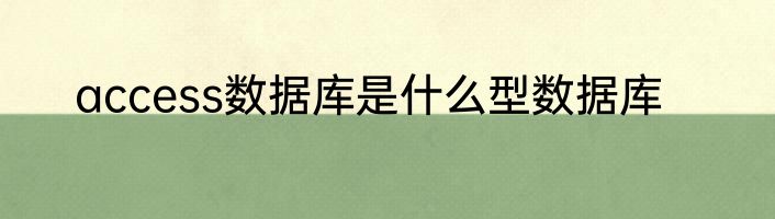 access数据库是什么型数据库