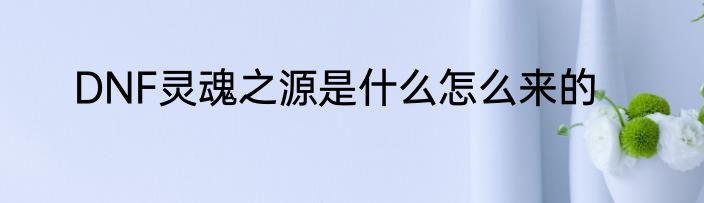 DNF灵魂之源是什么怎么来的