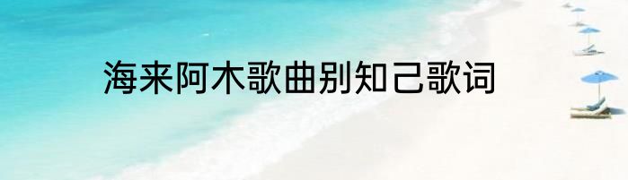 海来阿木歌曲别知己歌词