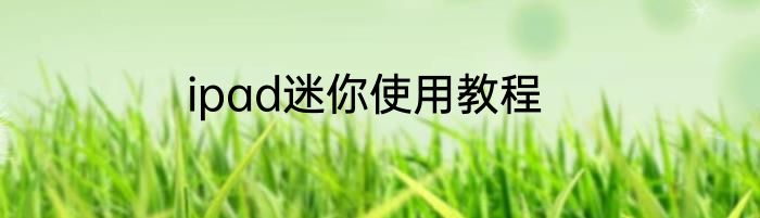 ipad迷你使用教程