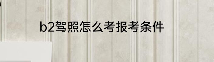 b2驾照怎么考报考条件