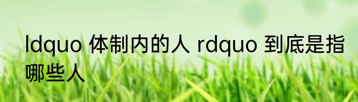 ldquo 体制内的人 rdquo 到底是指哪些人