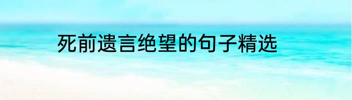 死前遗言绝望的句子精选