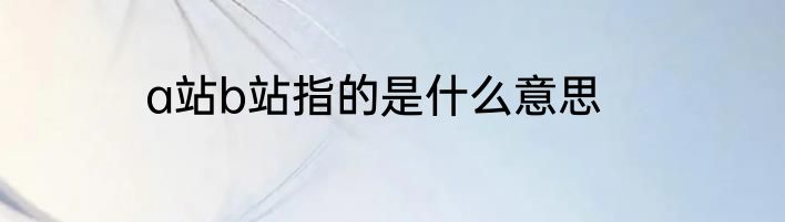 a站b站指的是什么意思