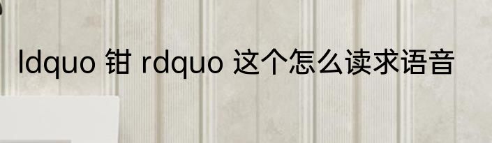 ldquo 钳 rdquo 这个怎么读求语音