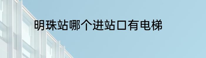 明珠站哪个进站口有电梯