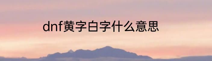 dnf黄字白字什么意思