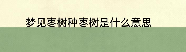 梦见枣树种枣树是什么意思