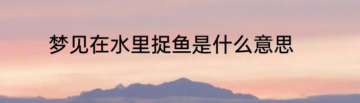 梦见在水里捉鱼是什么意思