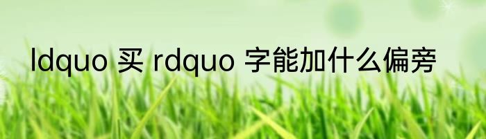 ldquo 买 rdquo 字能加什么偏旁