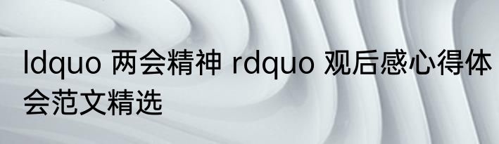 ldquo 两会精神 rdquo 观后感心得体会范文精选