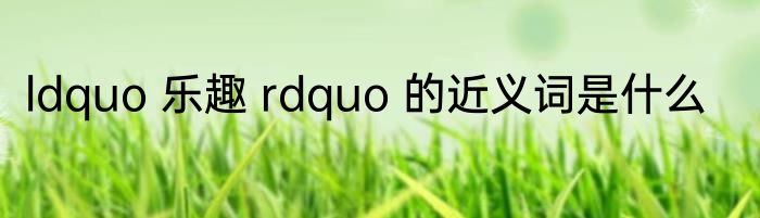 ldquo 乐趣 rdquo 的近义词是什么