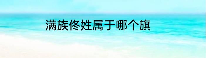 满族佟姓属于哪个旗