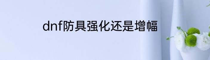 dnf防具强化还是增幅