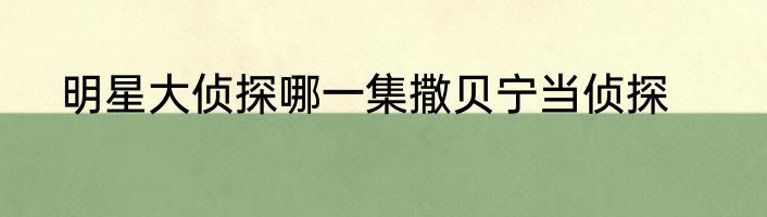 明星大侦探哪一集撒贝宁当侦探