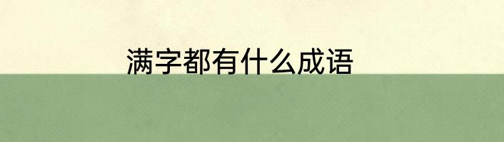 满字都有什么成语