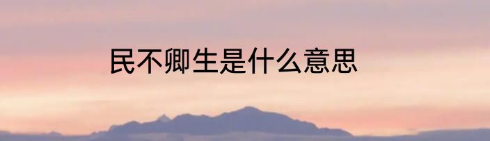 民不卿生是什么意思