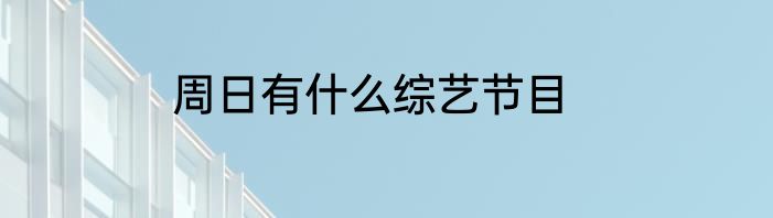 周日有什么综艺节目