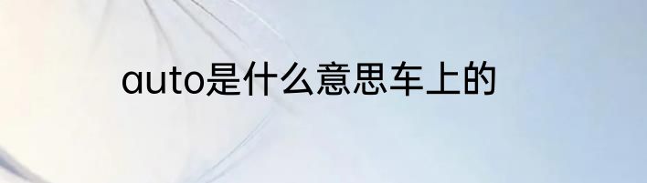 auto是什么意思车上的
