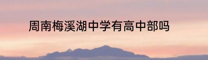 周南梅溪湖中学有高中部吗