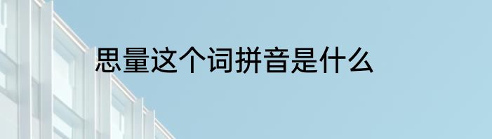 思量这个词拼音是什么