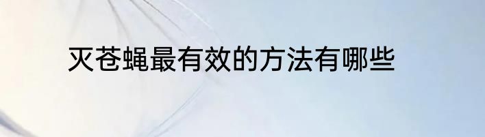 灭苍蝇最有效的方法有哪些