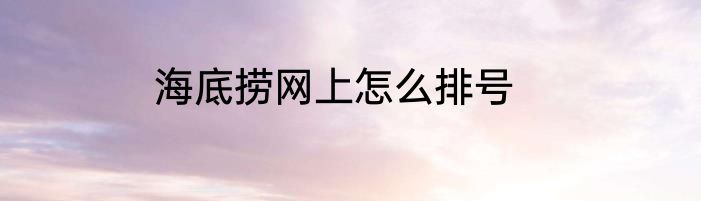 海底捞网上怎么排号