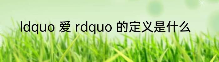 ldquo 爱 rdquo 的定义是什么