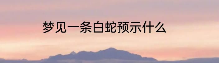 梦见一条白蛇预示什么