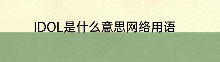 IDOL是什么意思网络用语